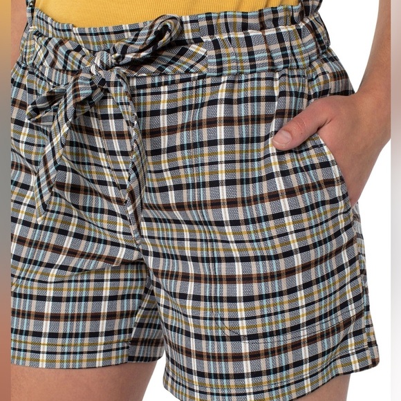 Liverpool LA Preppy Plaid Hi Waist Shorts Tied Elastic Waist Multicolor Sz Small - Picture 2 of 14
